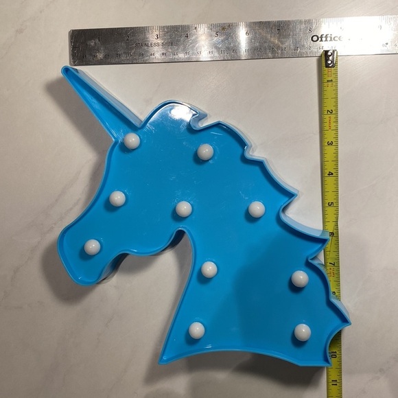 Lightup unicorn 🦄 room decor 10” x 9.5” x 1” standing turquoise blue periwinkle - Picture 3 of 5
